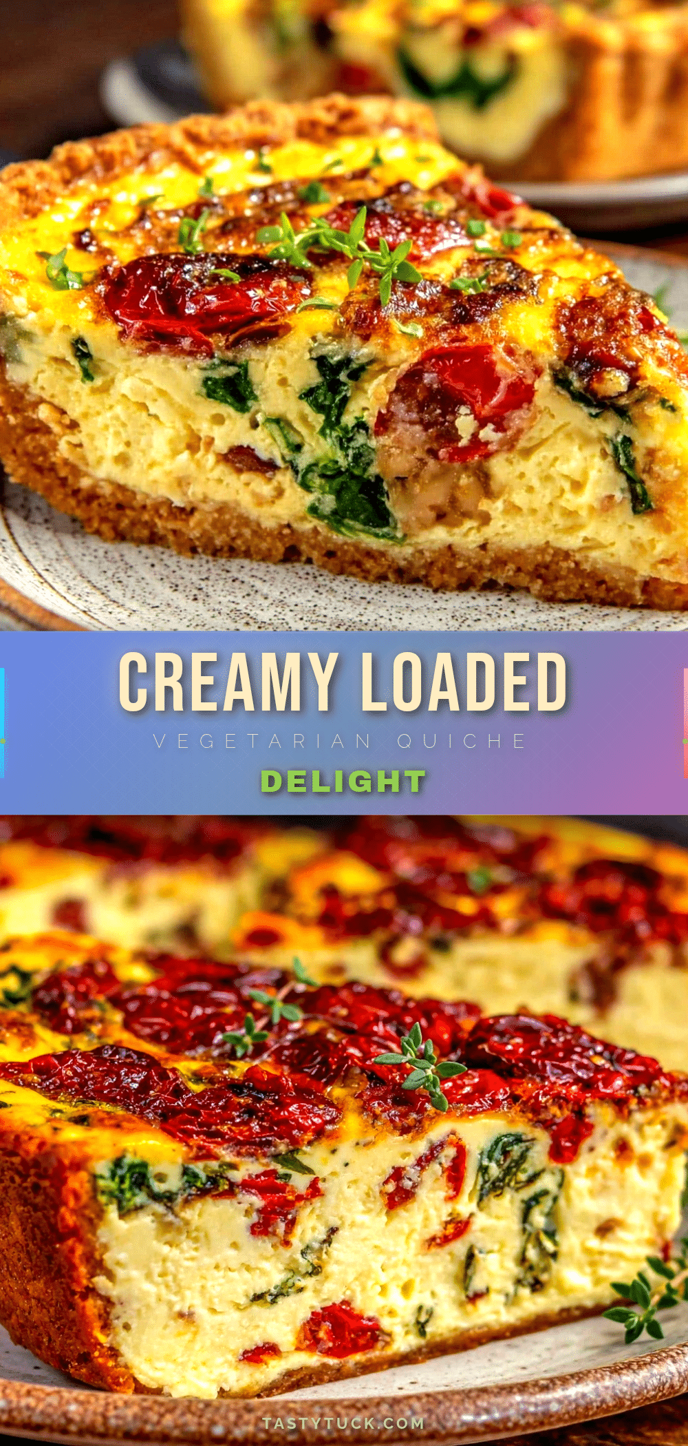 creamy loaded vegetarian quiche recipe