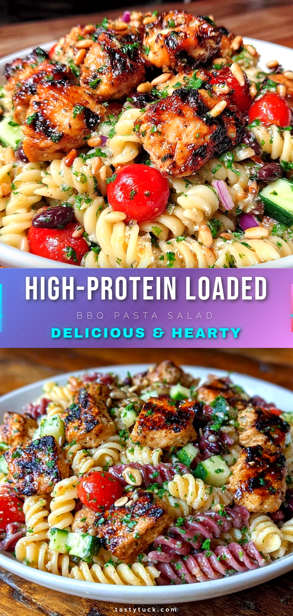 Healthy High-Protein BBQ Pasta Salad recipe
