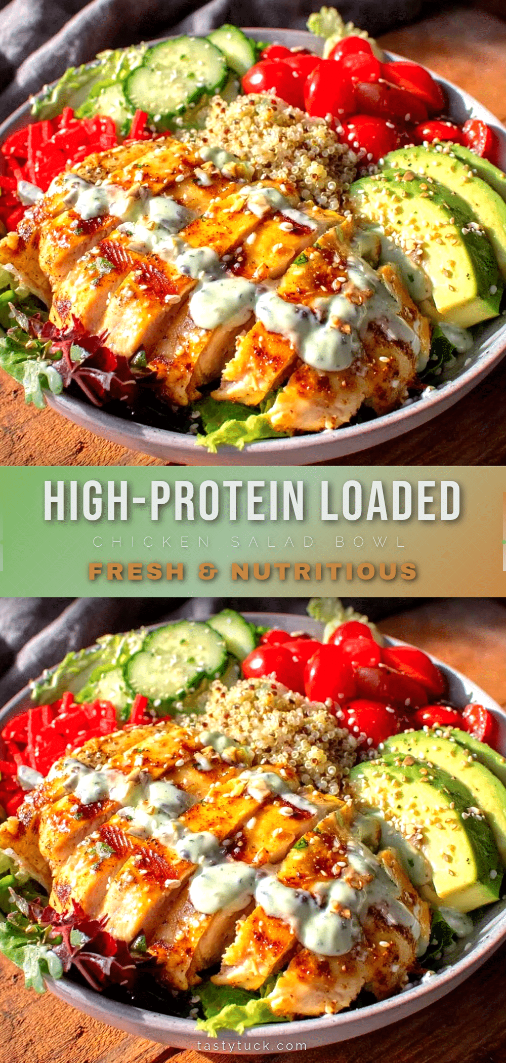 healthy high-protein loaded chicken salad meal prep bowl recipe