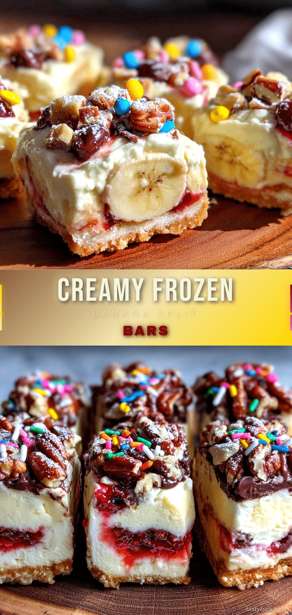 creamy frozen banana split dessert bars recipe