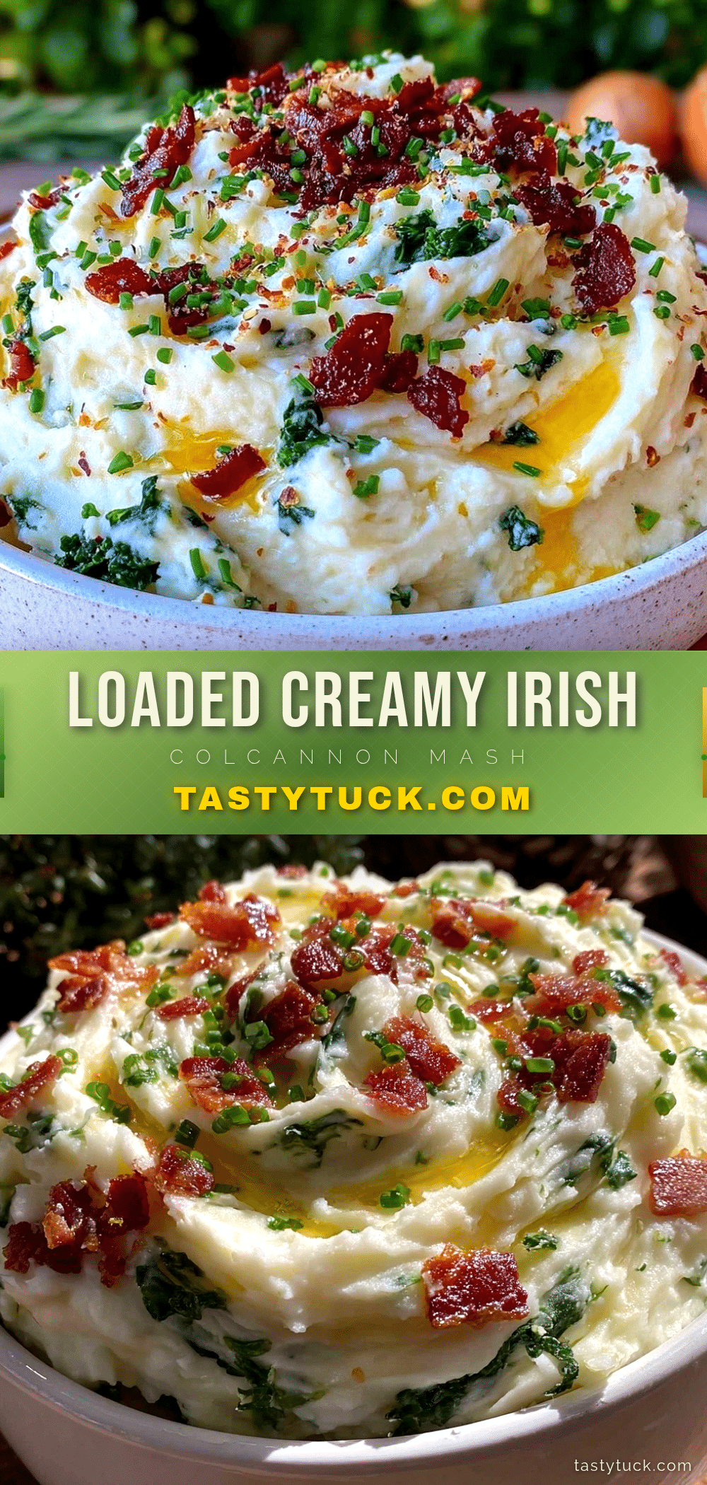 creamy loaded irish colcannon mashed potatoes recipe