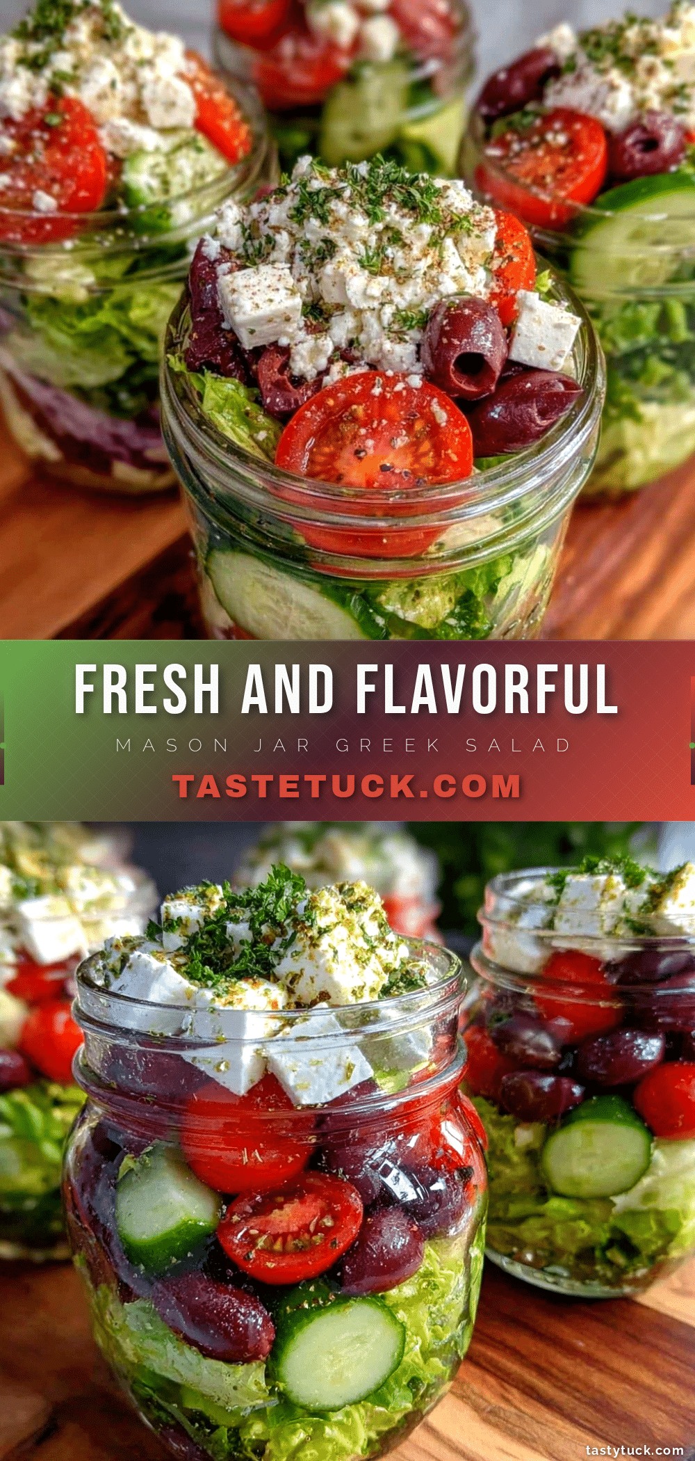 mason jar greek salad meal prep recipe