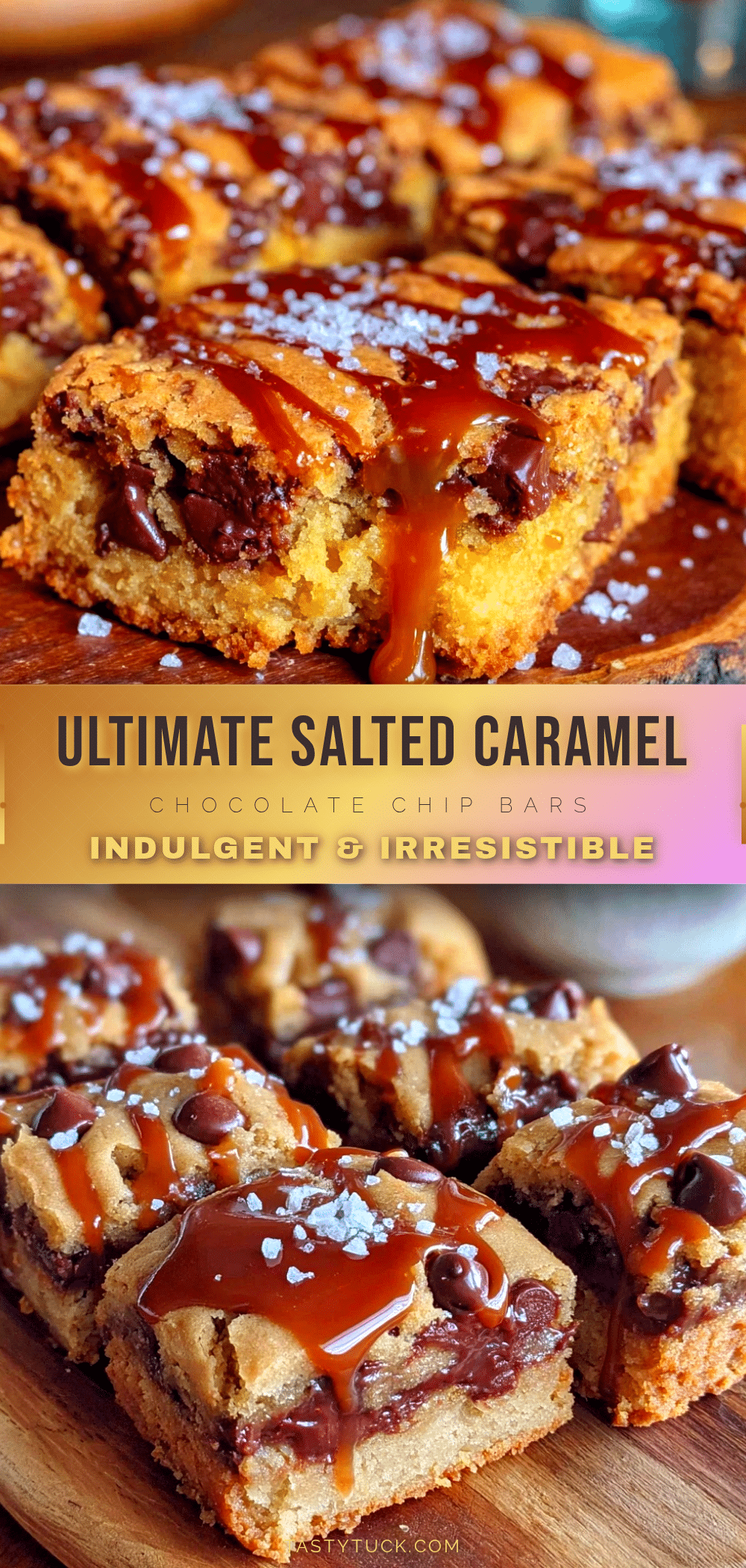 salted caramel chocolate chip cookie bars recipe