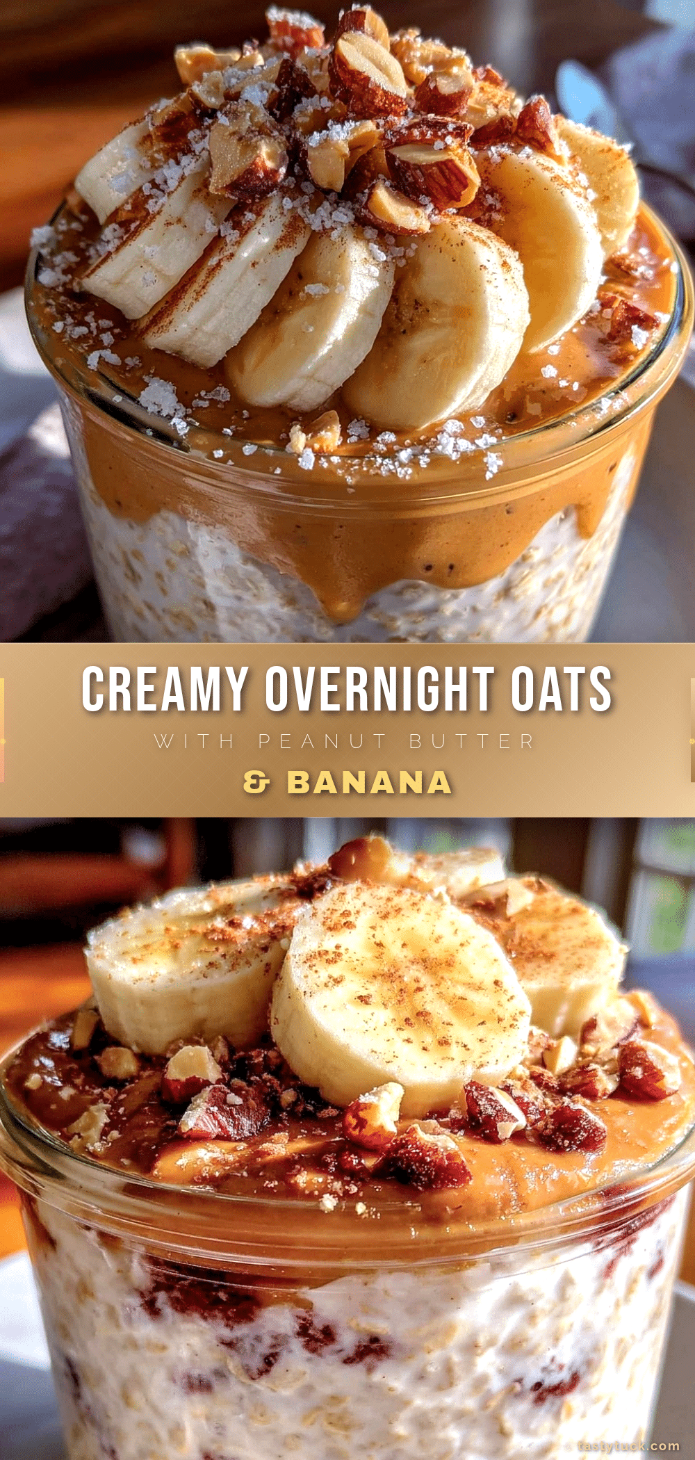 creamy overnight oats with peanut butter and banana recipe