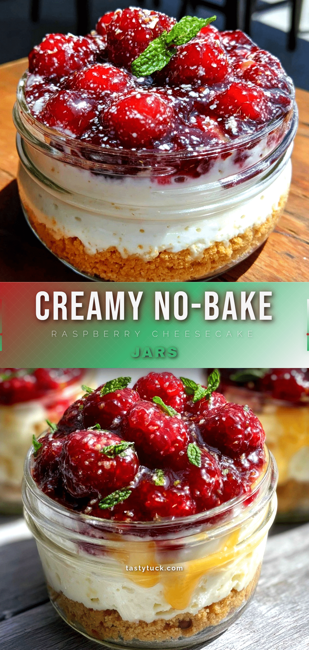 no-bake raspberry cheesecake in a jar recipe