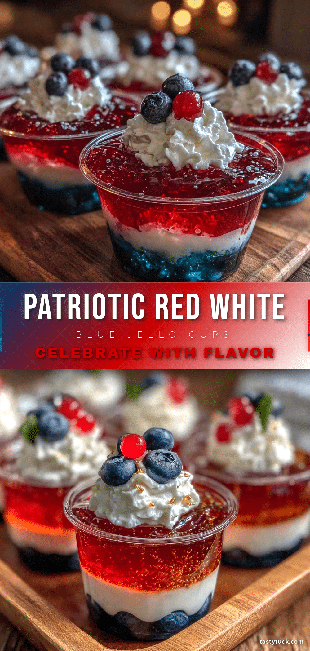 red white and blue layered jello cups recipe
