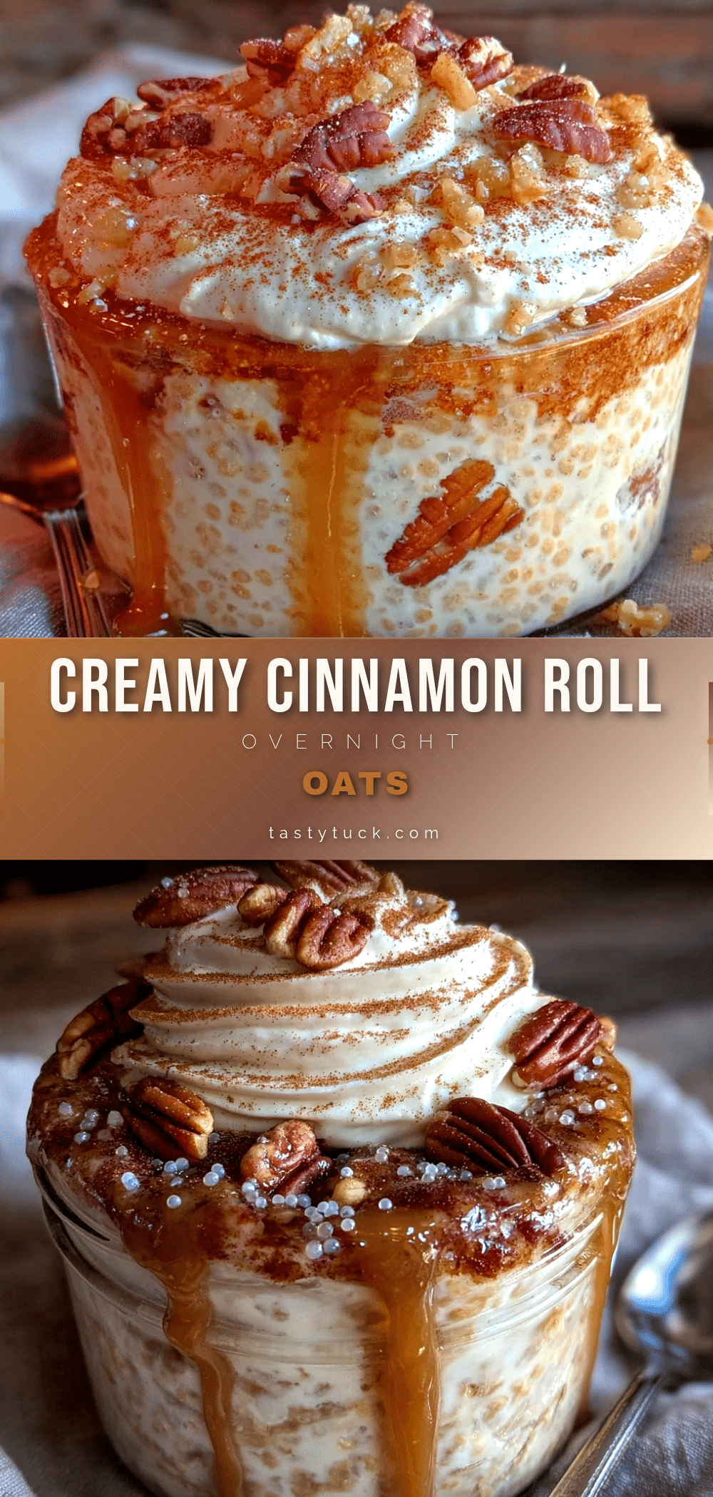 creamy cinnamon roll overnight oats recipe