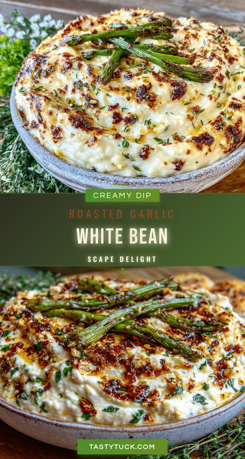 creamy roasted garlic scape and white bean dip recipe