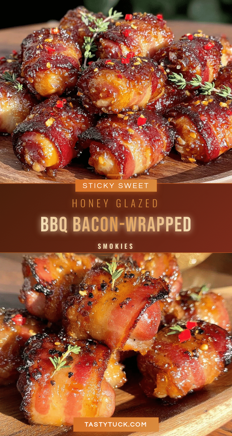 Crispy Honey Glazed BBQ Bacon-Wrapped Smokies recipe