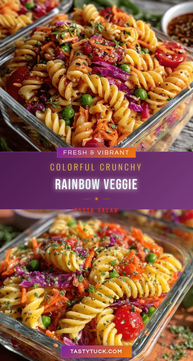 fresh rainbow veggie pasta salad meal prep recipe