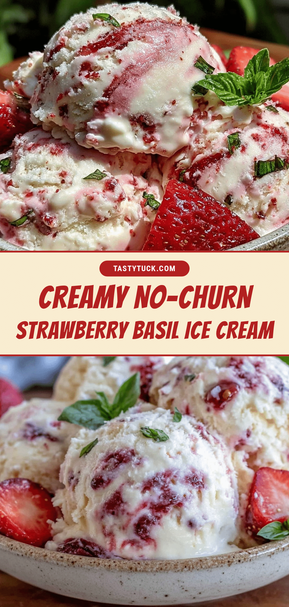 no-churn strawberry basil ice cream recipe