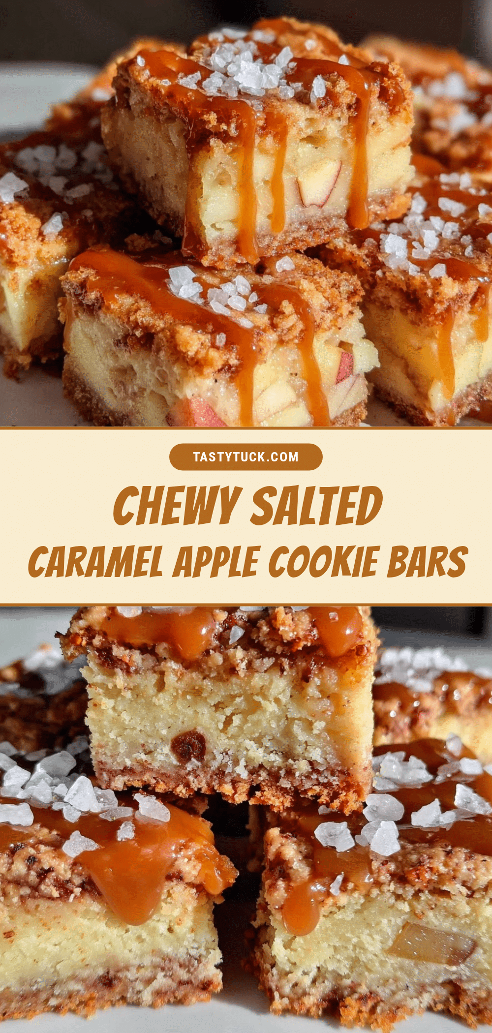 chewy salted caramel apple cookie bars recipe