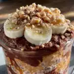 creamy chocolate peanut butter overnight oats - featured image