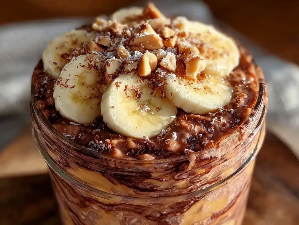 creamy chocolate peanut butter overnight oats preparation steps
