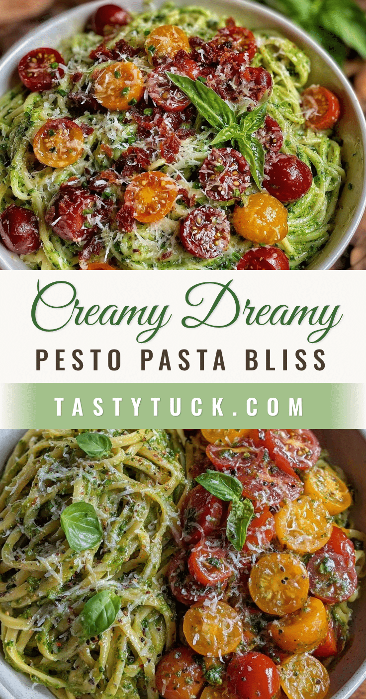 creamy pesto pasta with cherry tomatoes recipe
