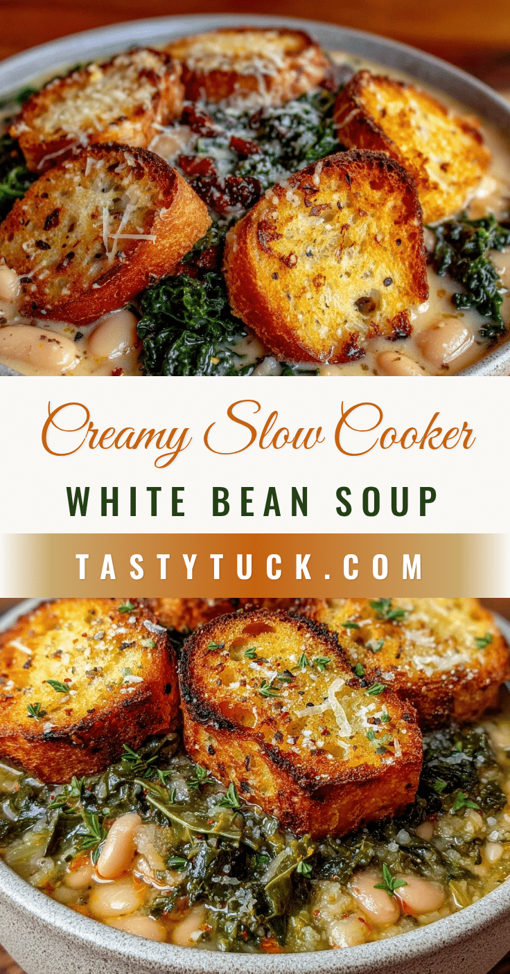 creamy slow cooker white bean and kale soup recipe