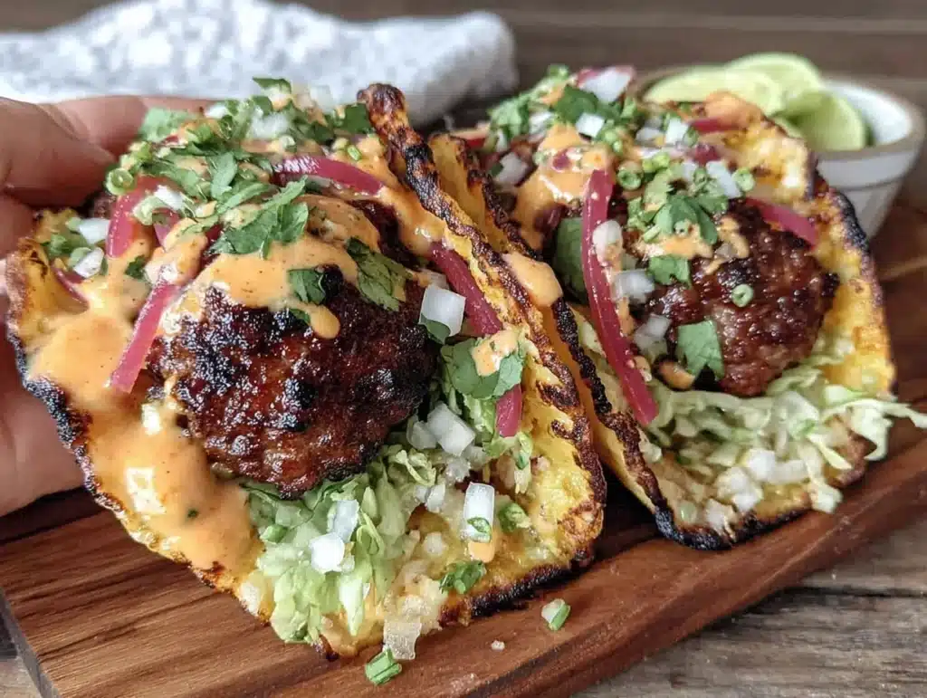 crispy smash burger tacos - featured image
