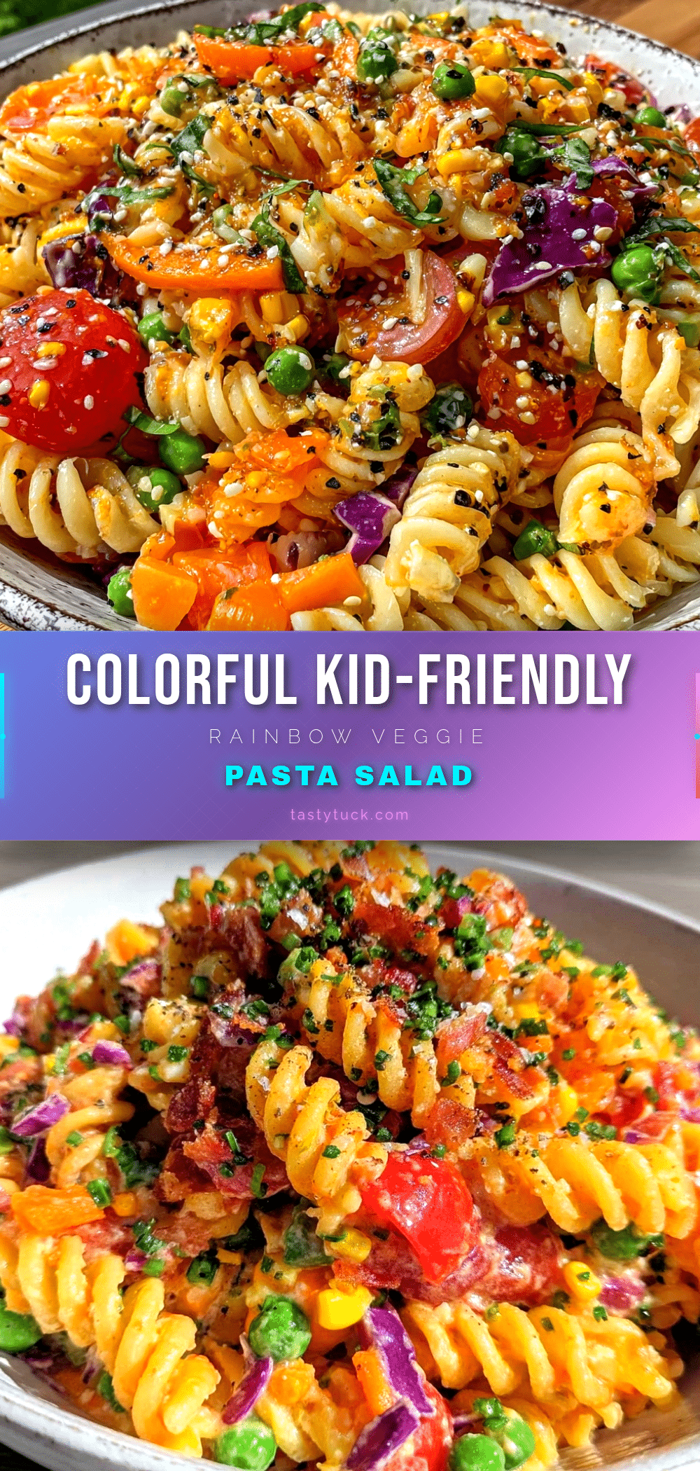 fresh rainbow veggie pasta salad for kids recipe