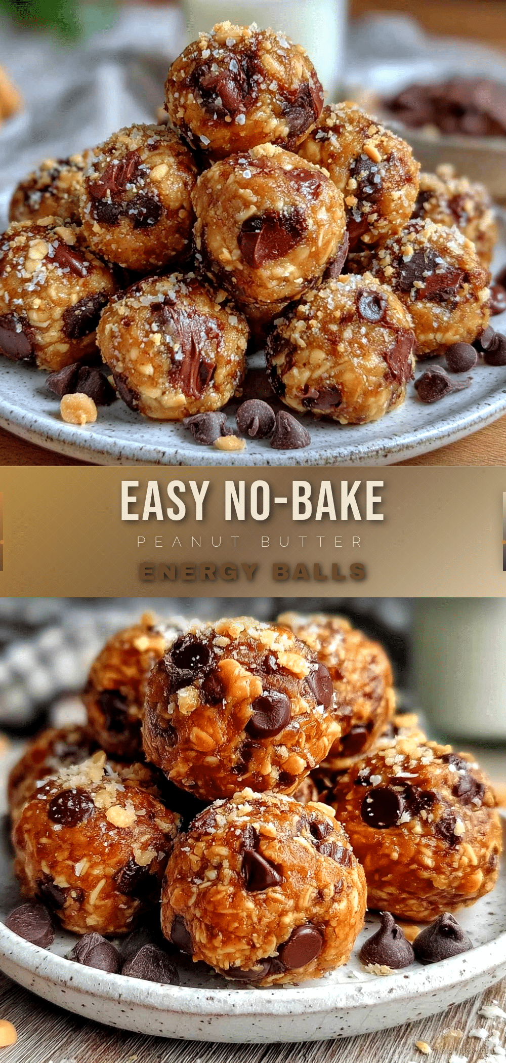 no-bake peanut butter chocolate chip energy balls recipe