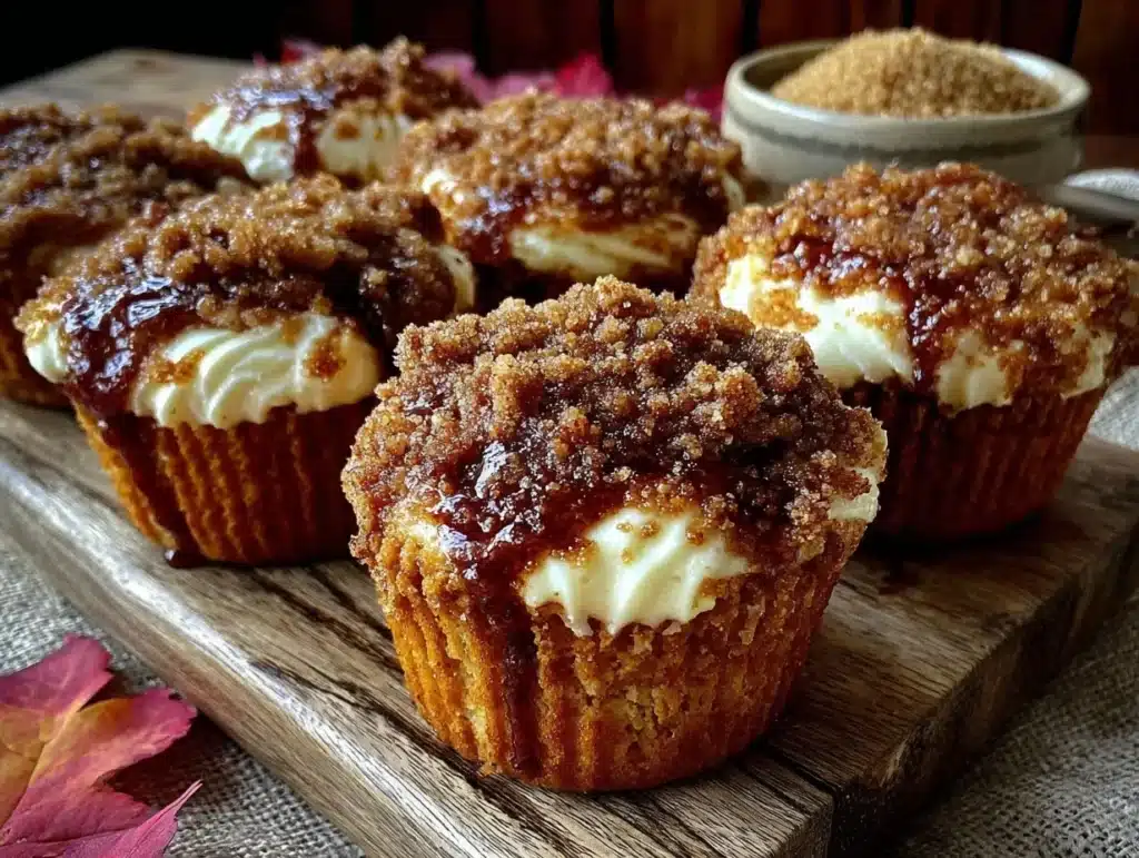pumpkin cream cheese swirl muffins - featured image