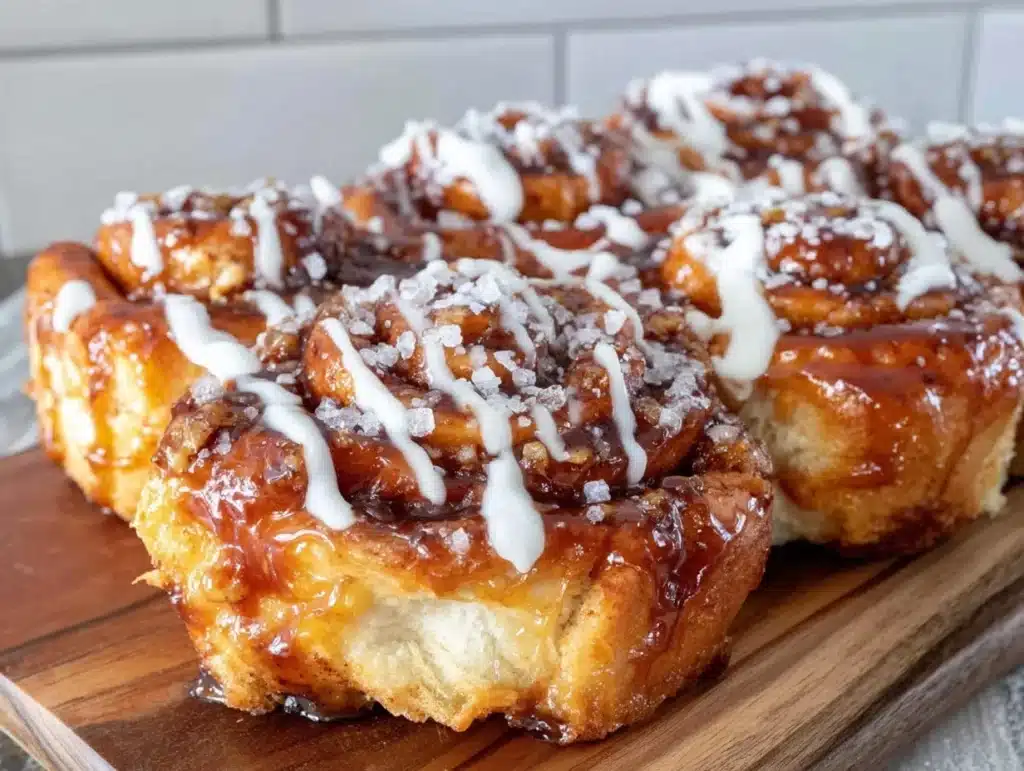 salted caramel apple cinnamon rolls - featured image