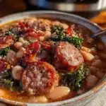 slow cooker white bean and sausage soup - featured image