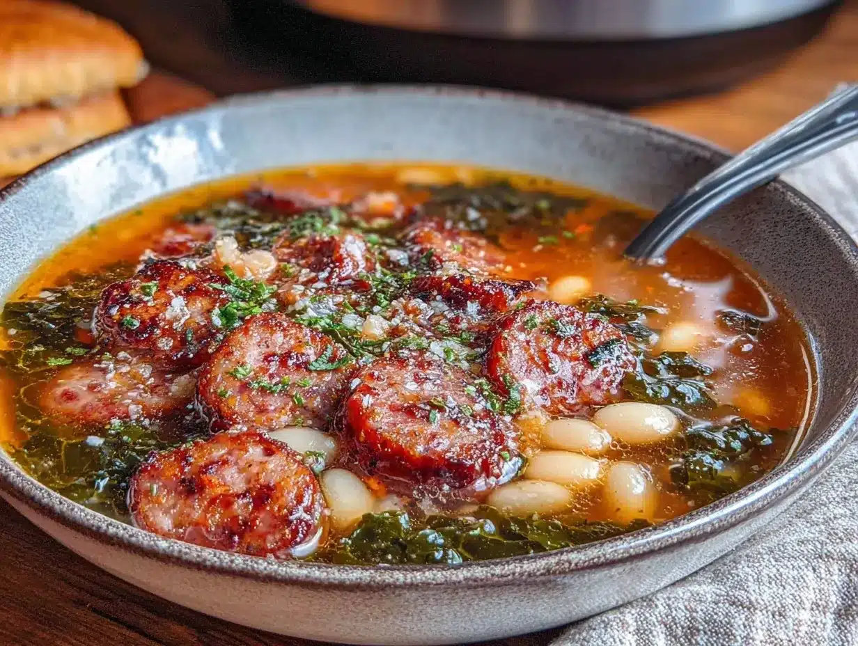 slow cooker white bean and sausage soup preparation steps