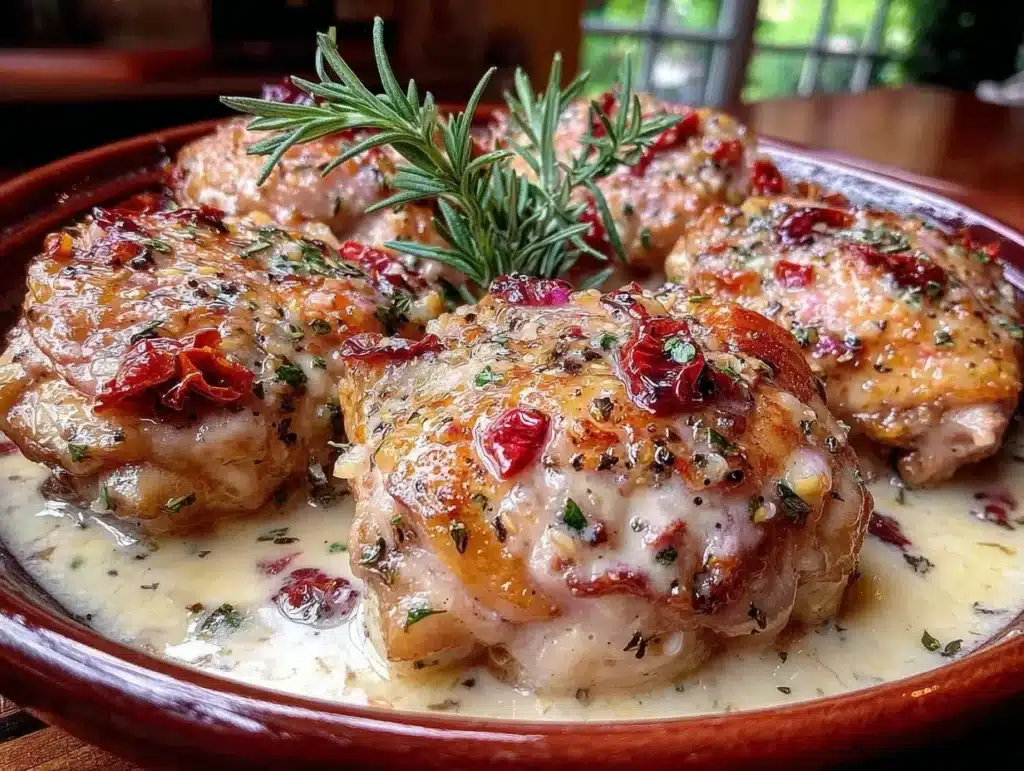 Tuscan White Wine Crockpot Chicken Thighs - featured image