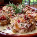 Tuscan White Wine Crockpot Chicken Thighs - featured image