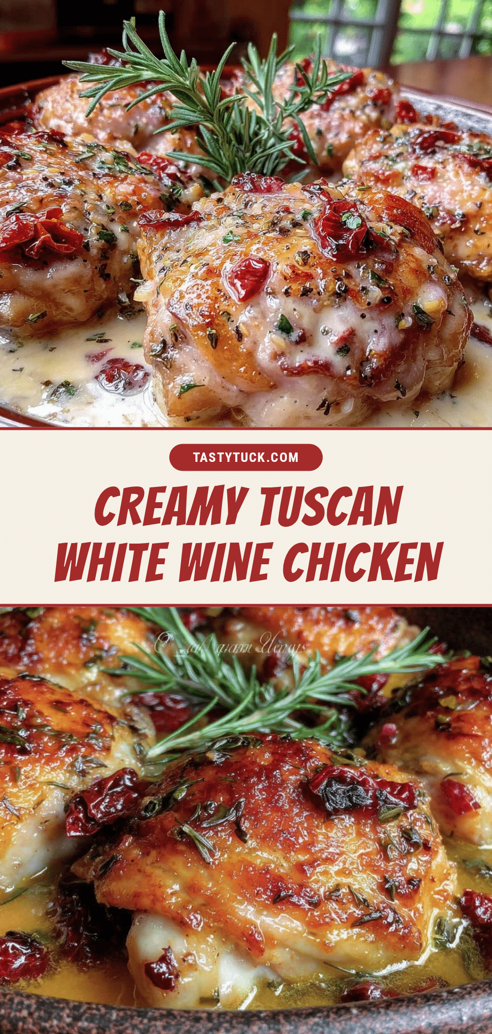 Tuscan White Wine Crockpot Chicken Thighs recipe