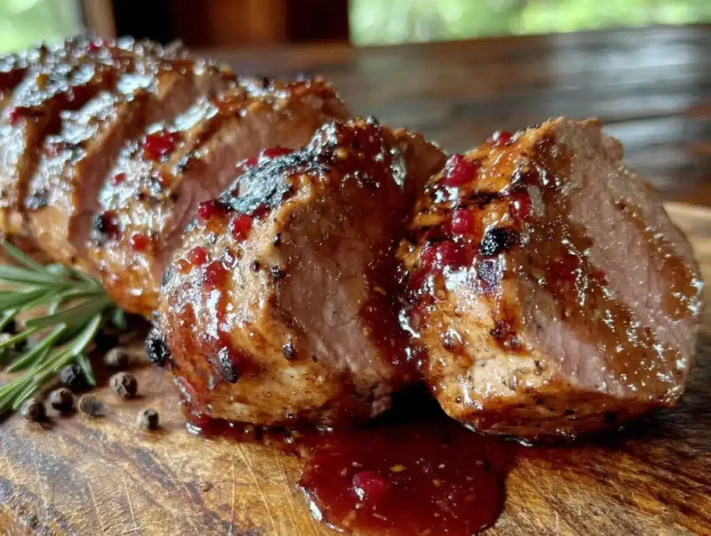 brown sugar bourbon grilled pork tenderloin - featured image