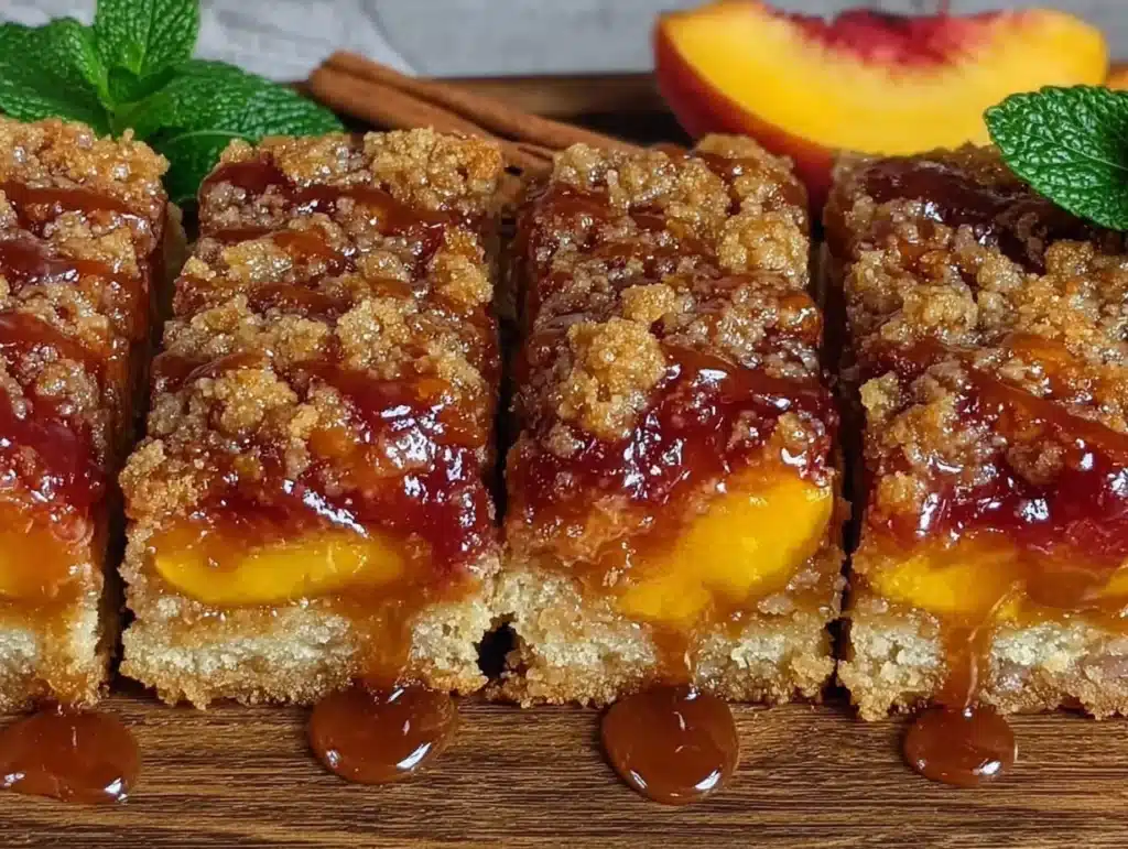 brown sugar peach cobbler bars - featured image