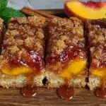 brown sugar peach cobbler bars - featured image
