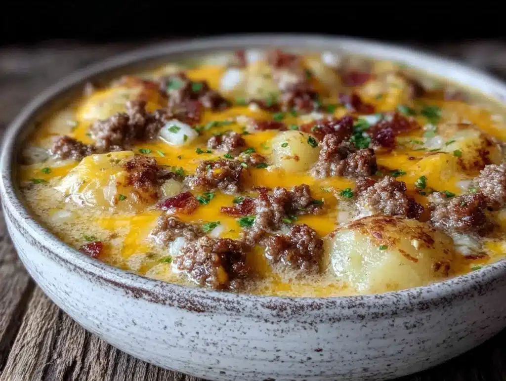 cheeseburger potato soup - featured image