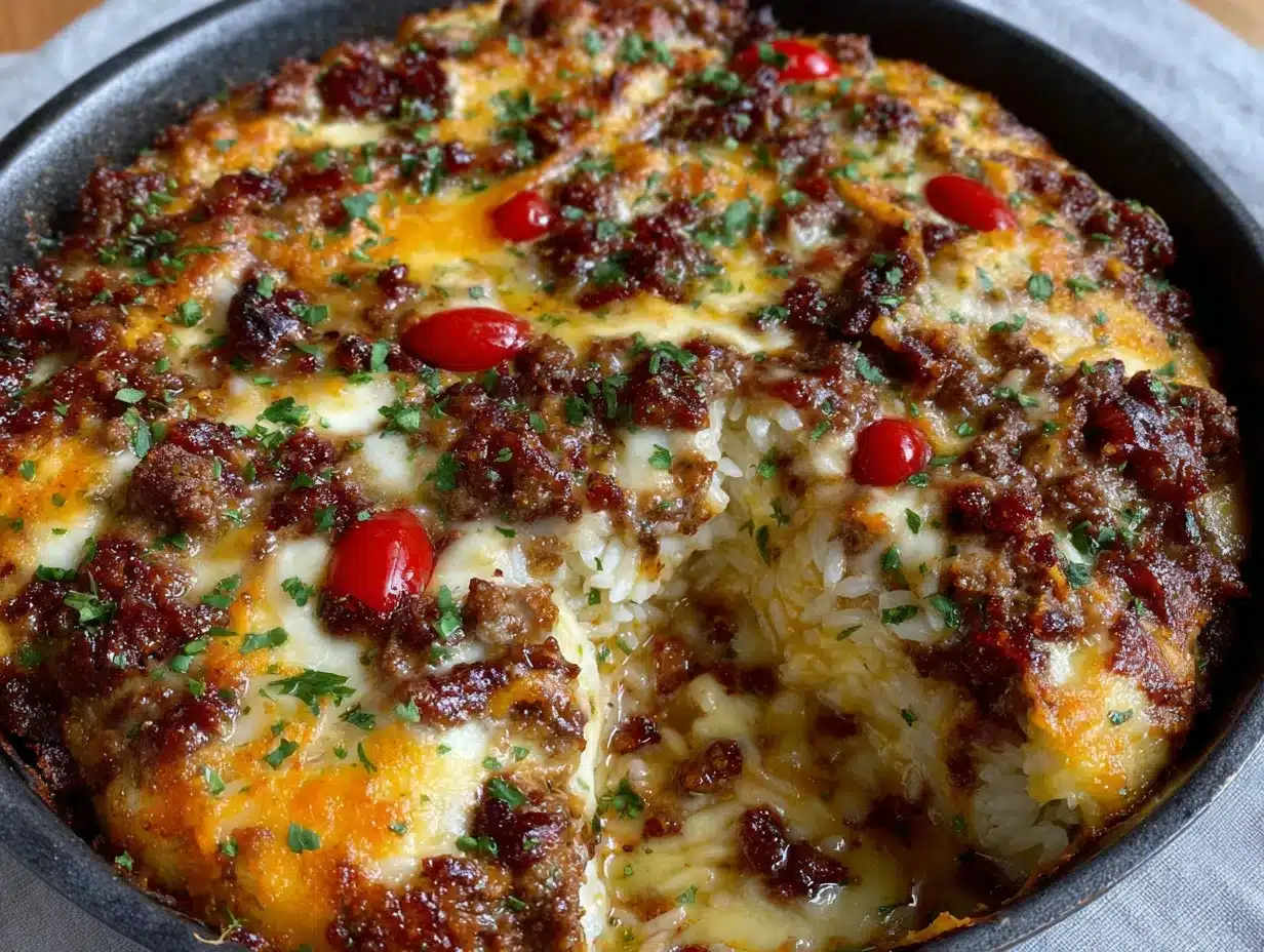 cheesy ground beef and rice skillet preparation steps