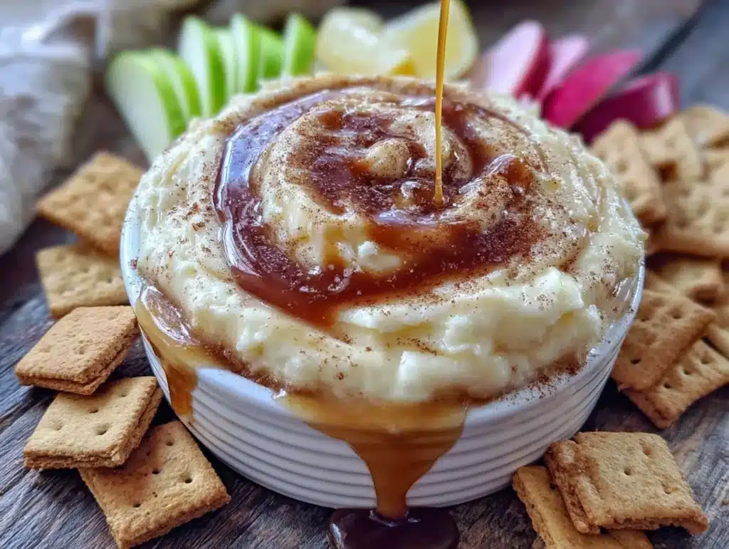 creamy caramel apple cheesecake dip - featured image
