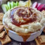 creamy caramel apple cheesecake dip - featured image