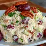 creamy chicken salad with grapes and pecans - featured image