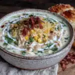 creamy crockpot white chicken chili - featured image