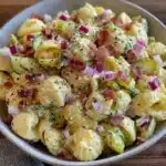 creamy loaded dill pickle ranch pasta salad - featured image