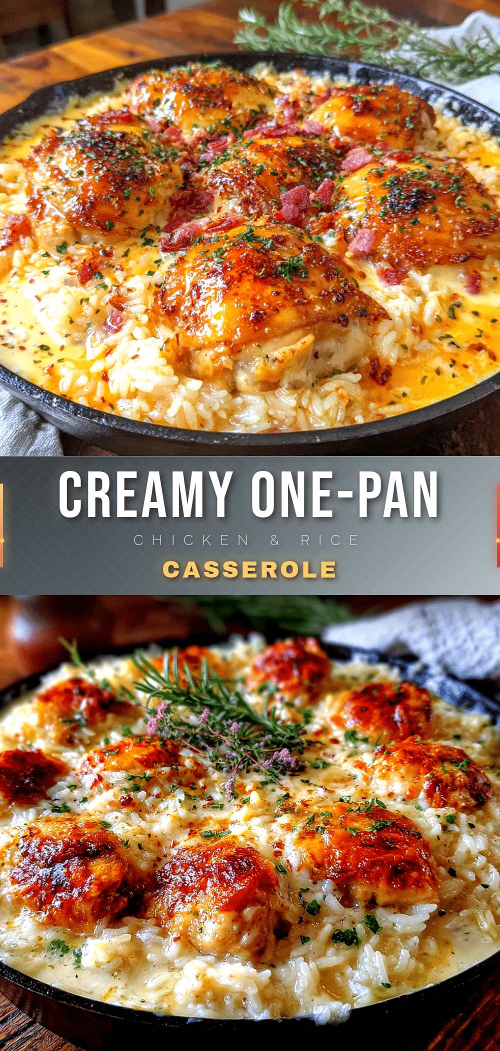 creamy one-pan chicken and rice casserole recipe