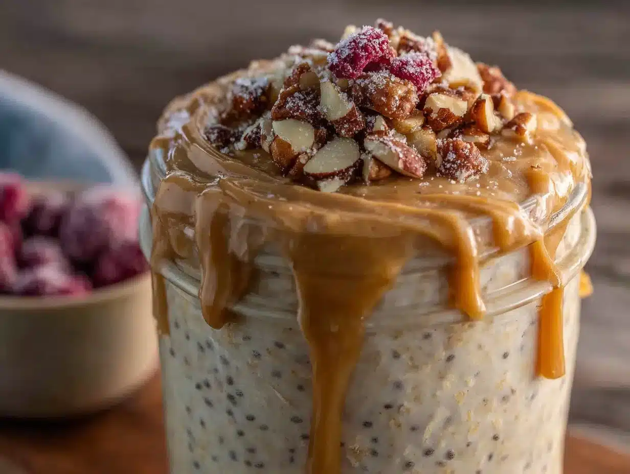creamy overnight peanut butter protein oats preparation steps