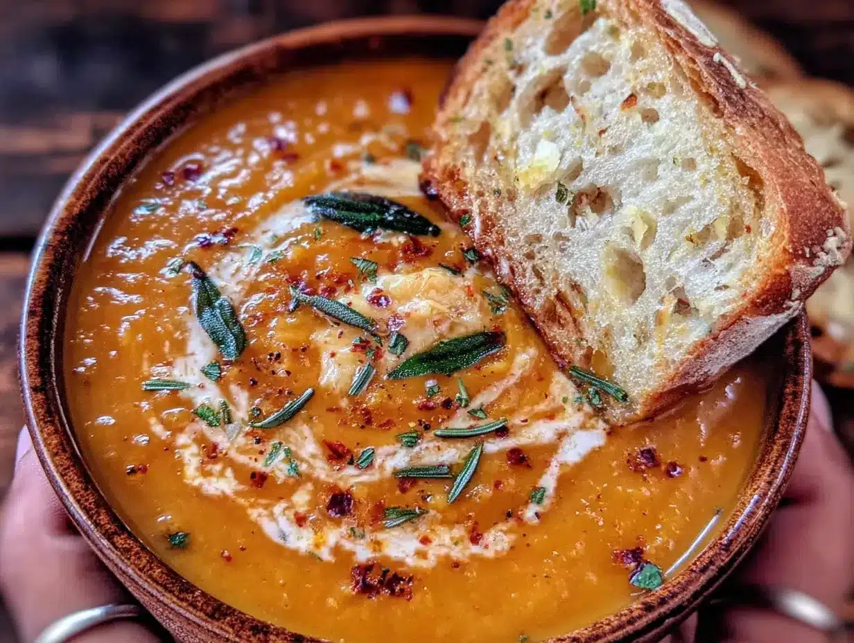 creamy roasted butternut squash soup with sage brown butter preparation steps