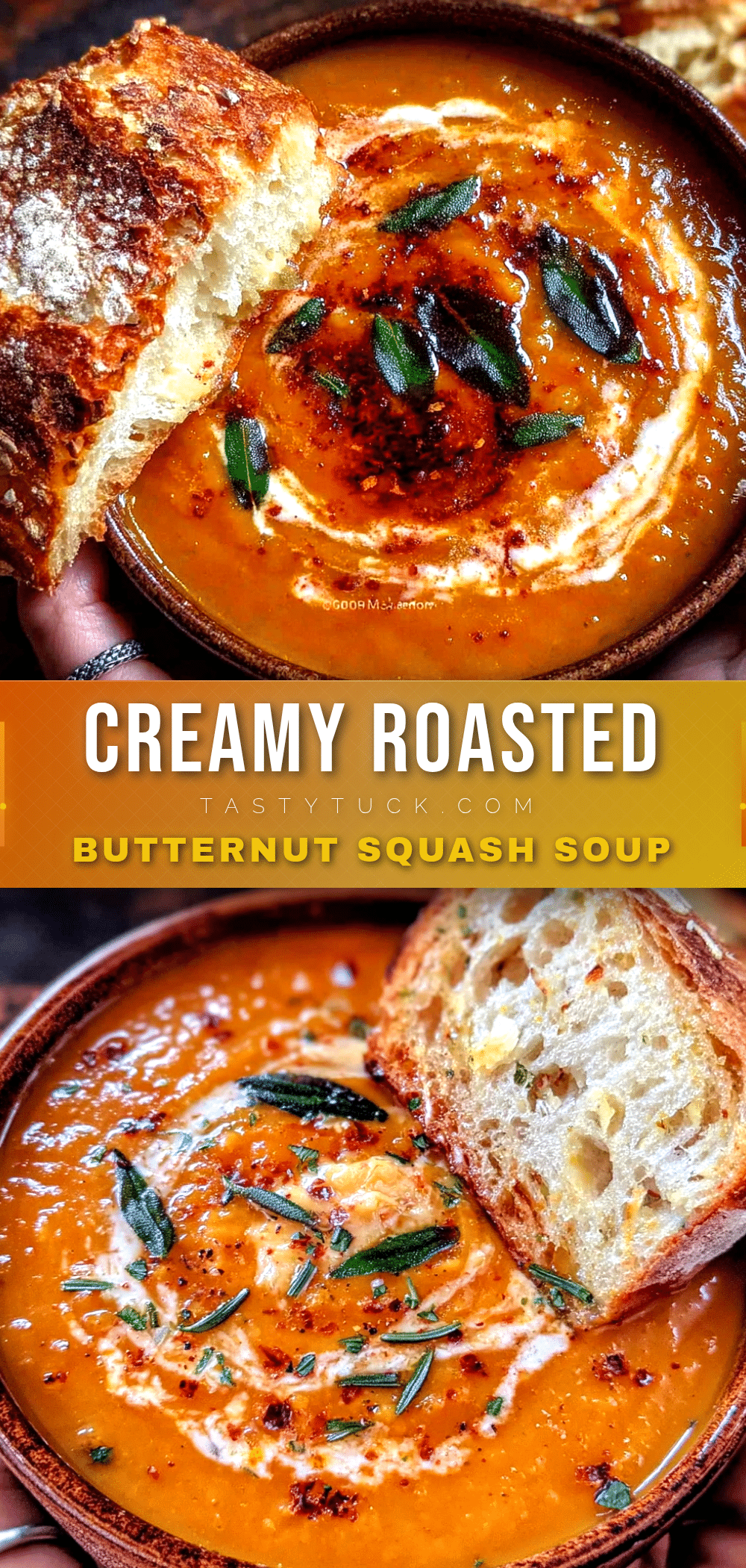 creamy roasted butternut squash soup with sage brown butter recipe