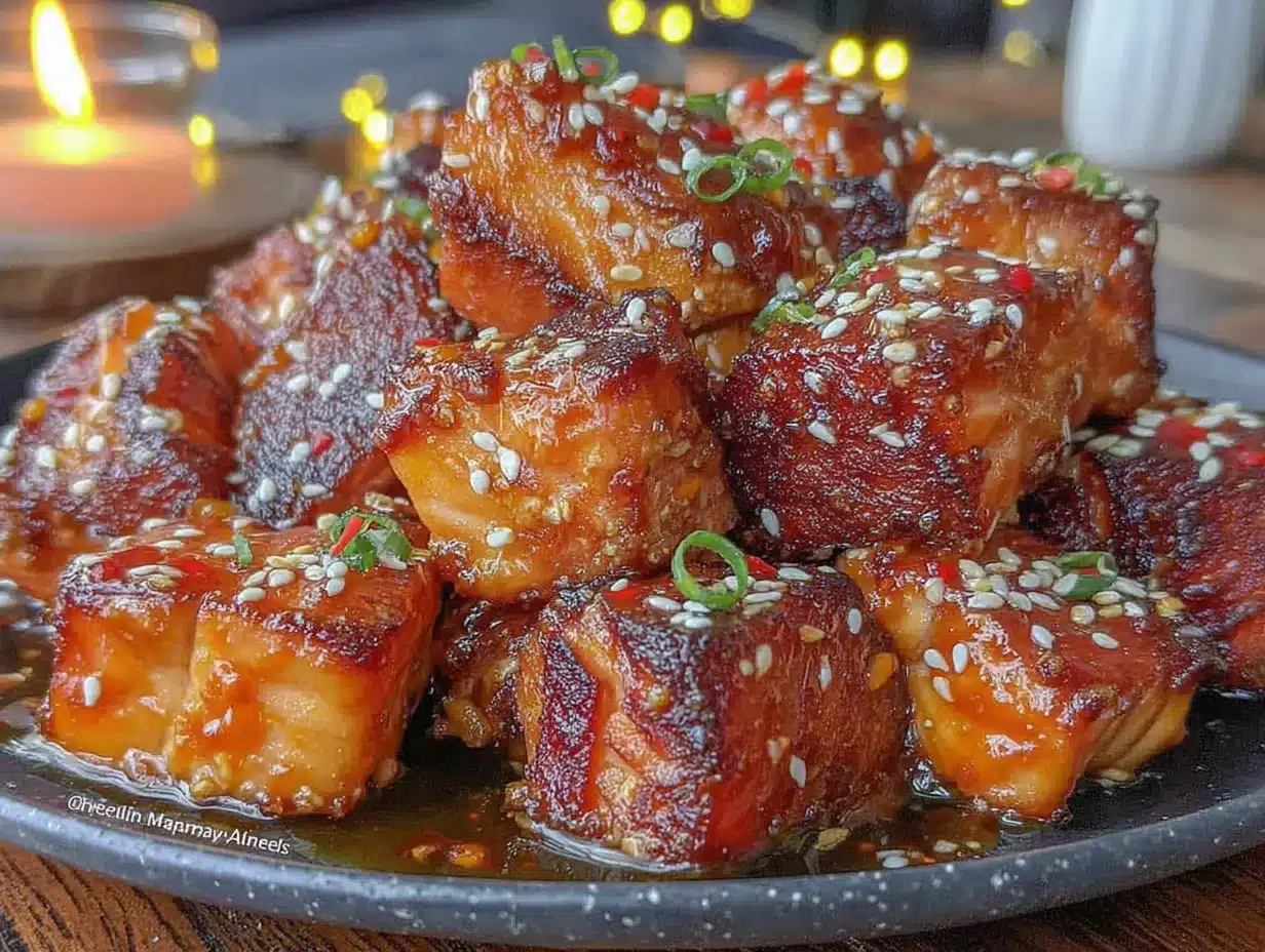 crispy air fryer salmon bites with honey sriracha glaze preparation steps