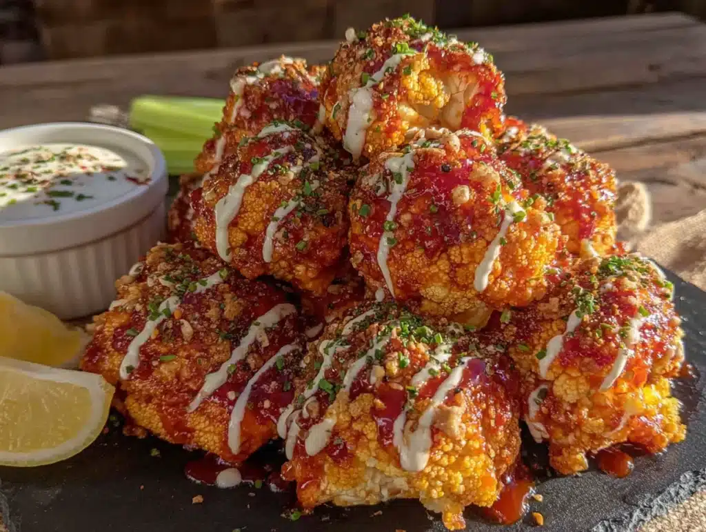 crispy buffalo cauliflower bites - featured image
