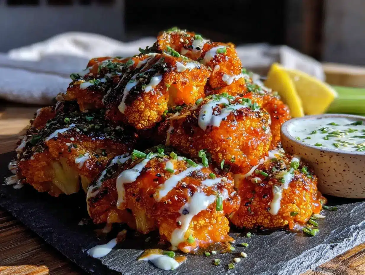 crispy buffalo cauliflower bites preparation steps