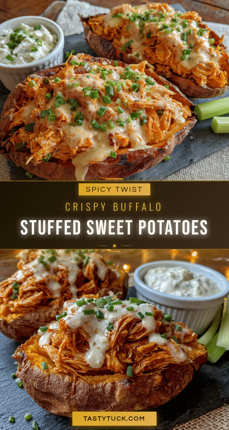 crispy buffalo chicken stuffed sweet potatoes recipe