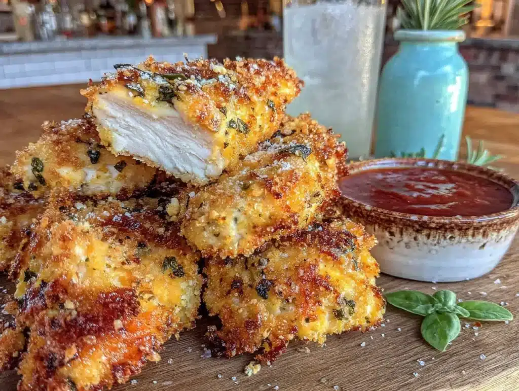 crispy parmesan baked chicken tenders - featured image