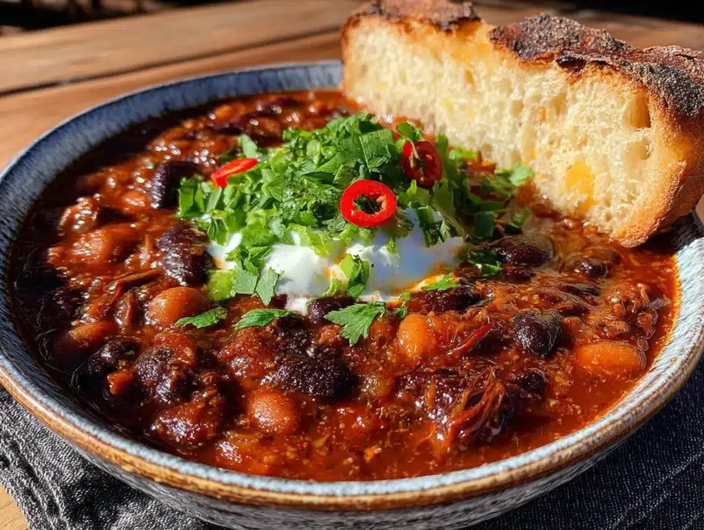 crockpot three bean chili - featured image